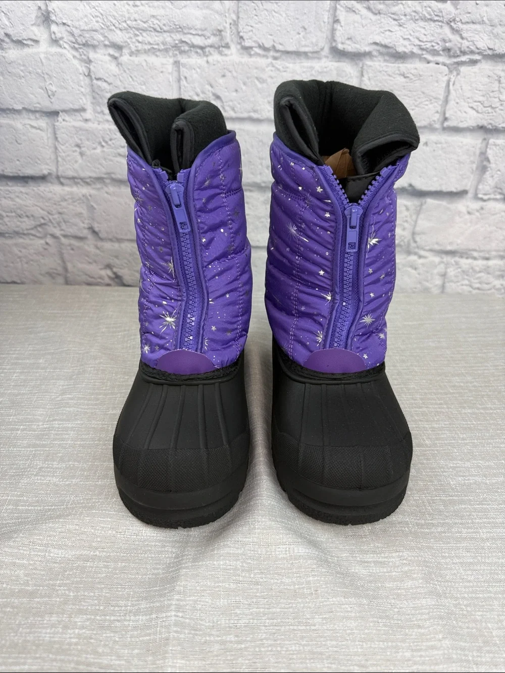 Dream Pairs Kids Waterproof Snow Boots Purple with Stars Kids Size 4